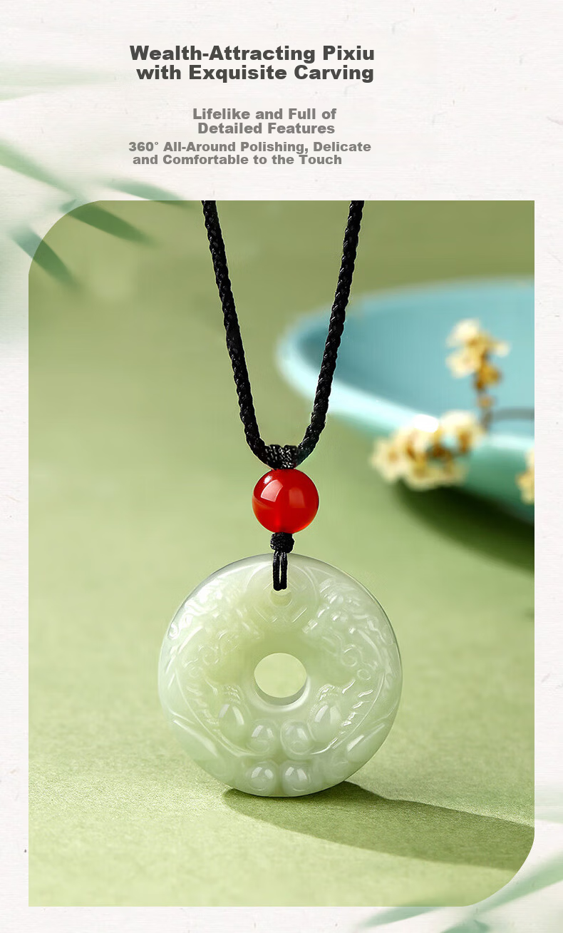 ALLOVE Pixiu Hetian Jade Pendant Unisex Safety Buckle Jade Necklace Birthday 520 Valentine's Day Gift for Girlfriend Wife 5