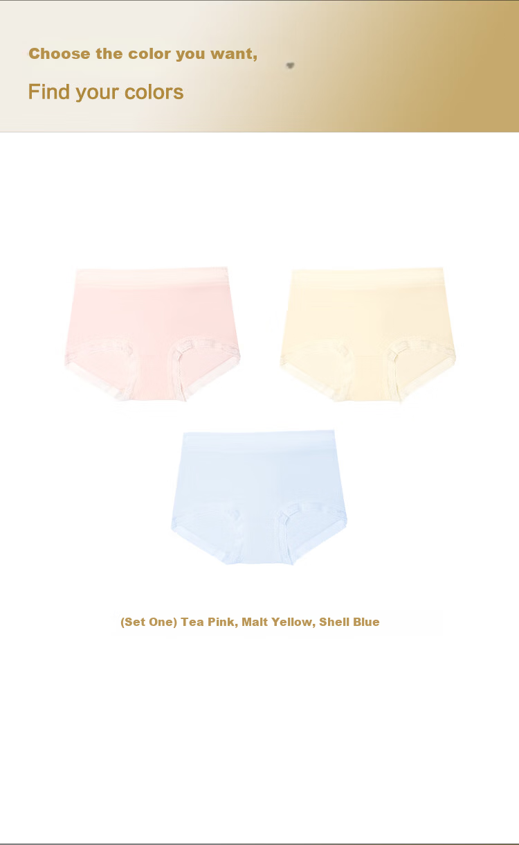 Hongdou Women's Underwear 7A Antibacterial Silk Crotch 60S Modal Soft Elastic Lace Trim Triangle Panties 3-Pack 6