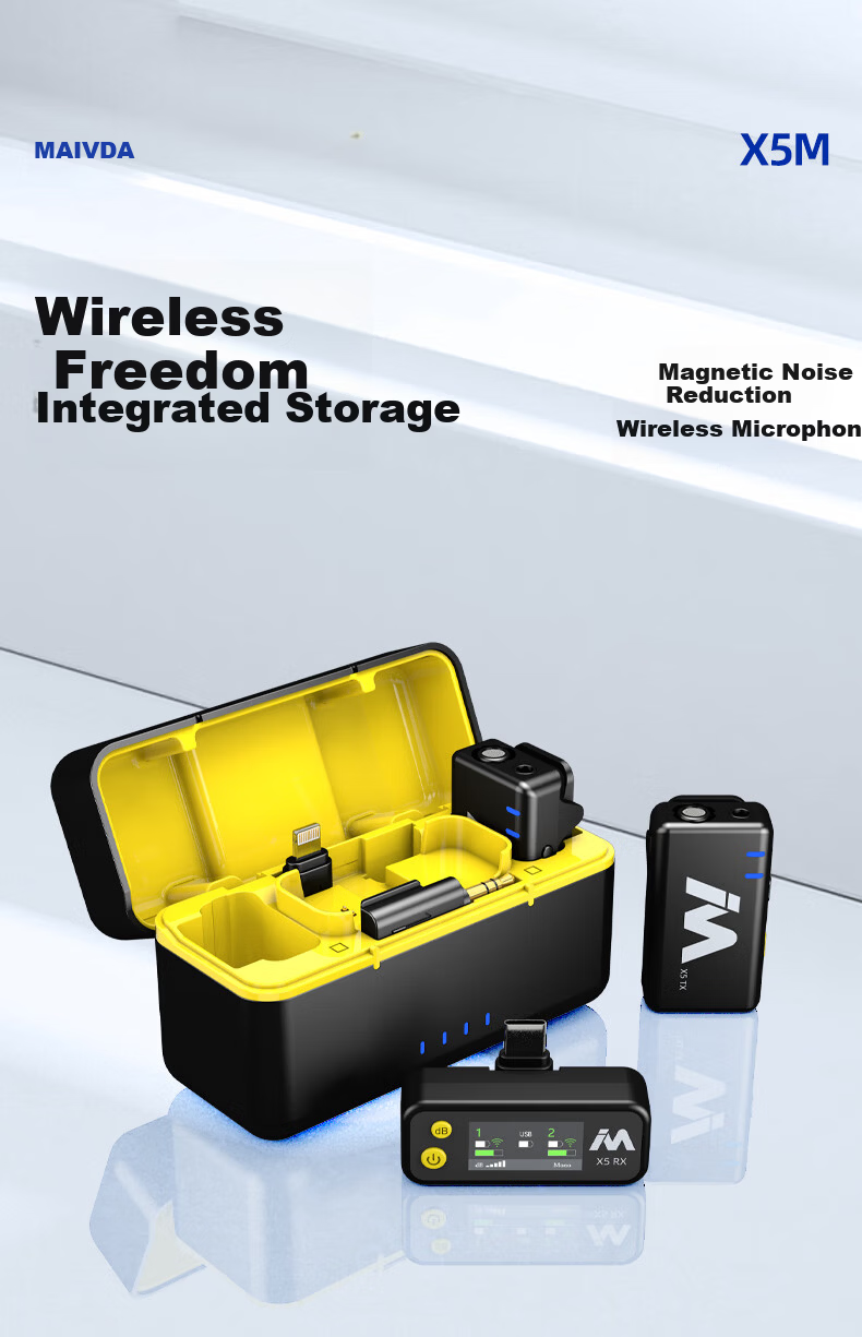 Mailada X5MS Charging Case, Wireless Lavalier Microphone, Mobile Phone And Computer Live Streaming Audio Capture, Short Video Vlog Recording, Speaker, Small Bee Camera, Noise Reduction Microphone 1