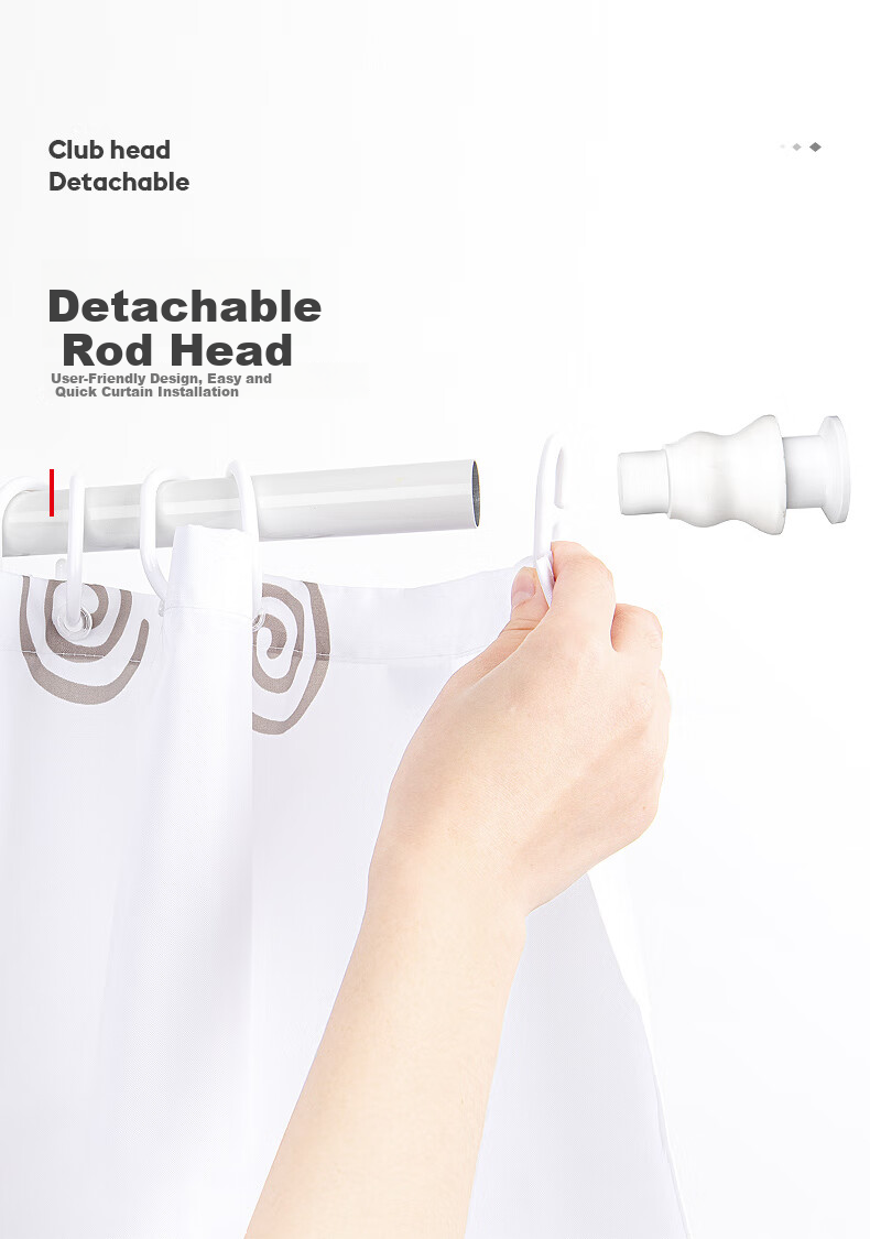 RIDDER German Imported Aviation Aluminum Alloy Shower Curtain Rod Telescopic No-Drill White 110-185cm 10