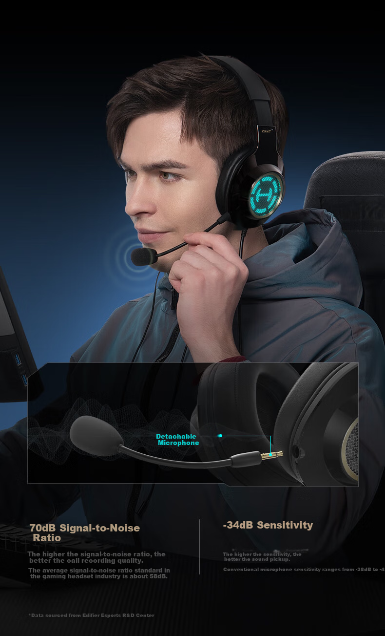 EDIFIER HECATE G2 HD Edition THX Spatial Audio Wired Gaming Headset Over-Ear Computer Headphones with Microphone for Online Classes Office Delta FPS PUBG White 25