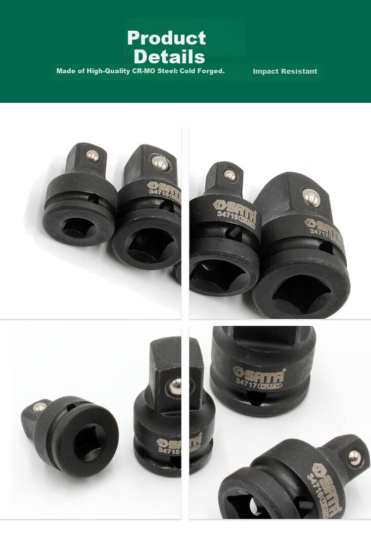SATA 1/2" Pneumatic Adapter Square Hole x 3/4" Square Head 34717 1