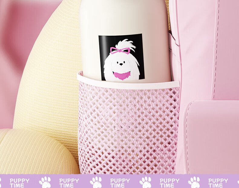 HAERS Insulated Water Bottle for Women Students High-Value Straw Cup Portable Cold Storage Punk Puppy (Black Pink) 560ml 16