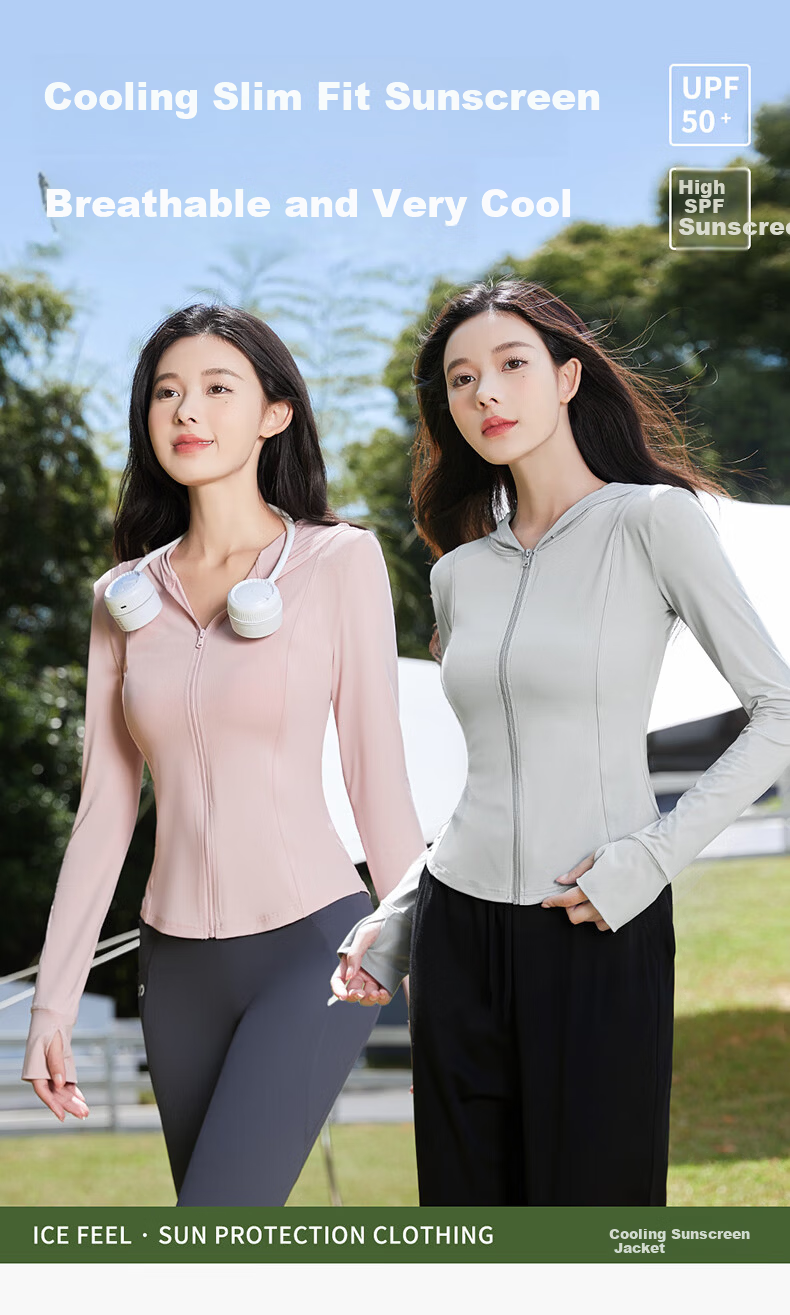 Langsha Women's Slim Fit UV Protection Sun Jacket Summer New Cool Feeling Ice Silk Sunscreen Coat for Petite Yoga 2