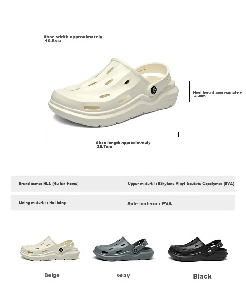HLA Men's Casual Sandals Hollow Toe Slippers HAALXM2EBK017 Black Size 40/41 (Dual Size) 4