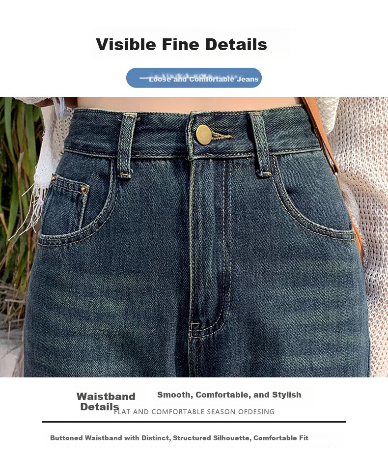 Pierre Cardin Jeans for Women, Summer Casual Slimming Heightening Versatile Fashion High-Waisted Wide-Leg Pants, Vintage Blue, Size L 27
