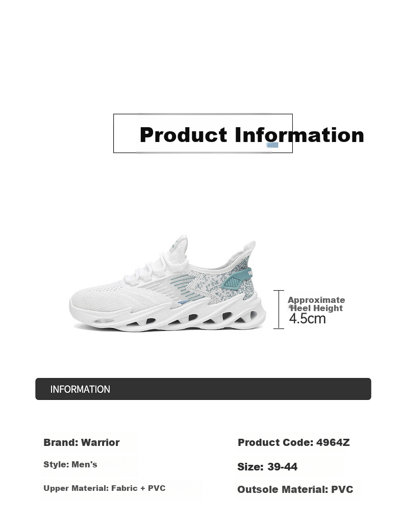 Warrior Official Men's Flyknit Shoes 2026 Summer New Mesh Lightweight Sports Shoes White Size 40 3