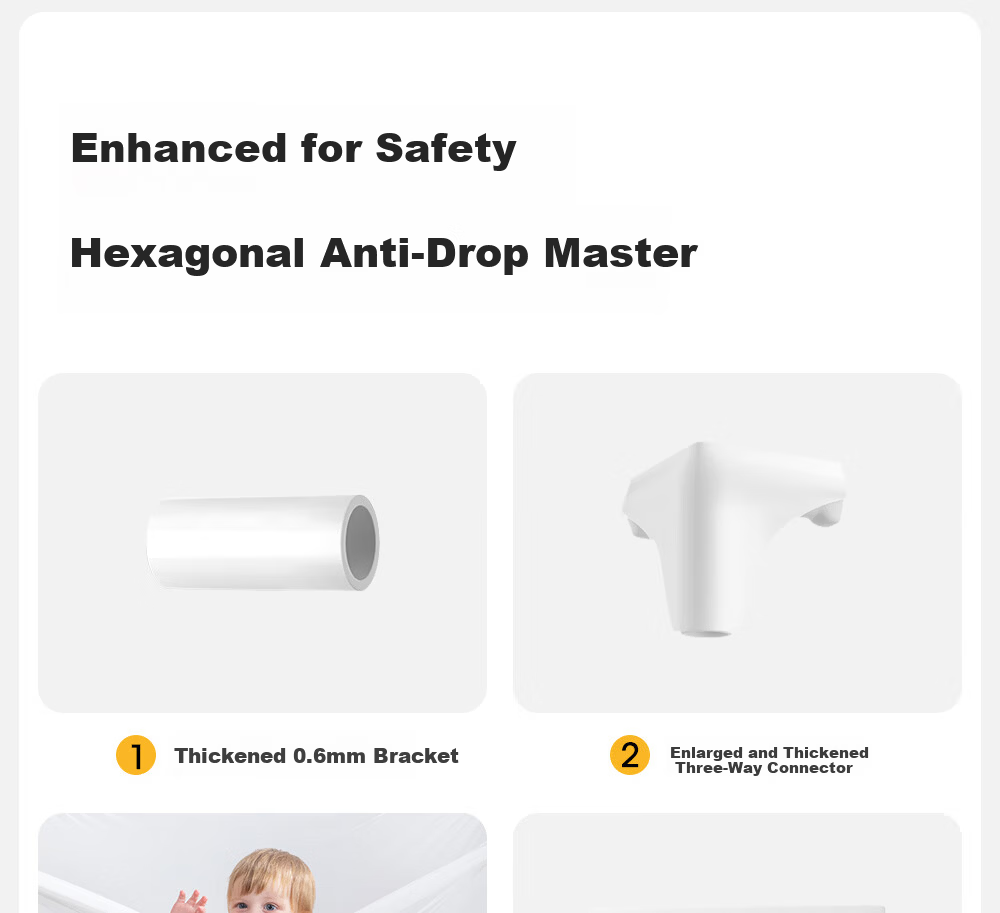 Beitais Anti-Fall Mosquito Net Baby Home Children's Bed Rail Zipper Bottom Basic Light Yellow 1.8*2m 8