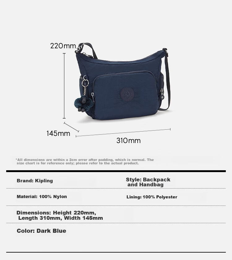 Kipling GABB S Navy Blue Single Shoulder Bag Birthday Gift Holiday Gift 1