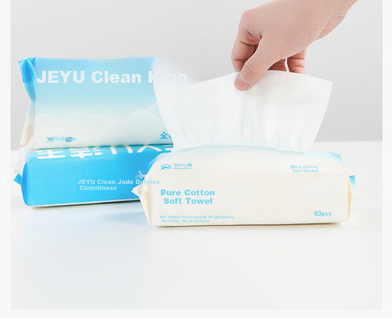Jieyu [Wu Huang Cat Collaboration] Cotton Soft Towel 60 Sheets 20*20cm Pure Cotton Dual-Use Disposable Face Towel 1 Pack 3