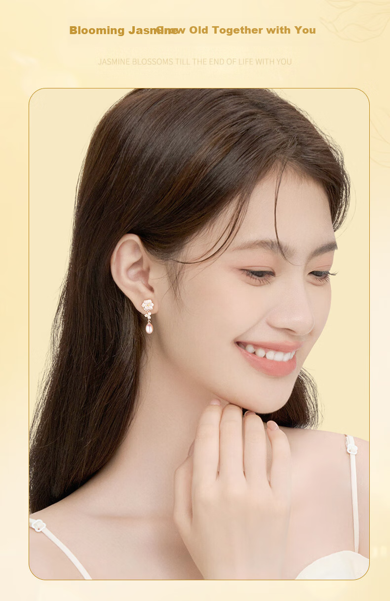Zhenshang Silver China Gold Pearl Stud Earrings Pure Silver Jewelry 2026 New Light Luxury Birthday 520 Gift for Girlfriend S925 3