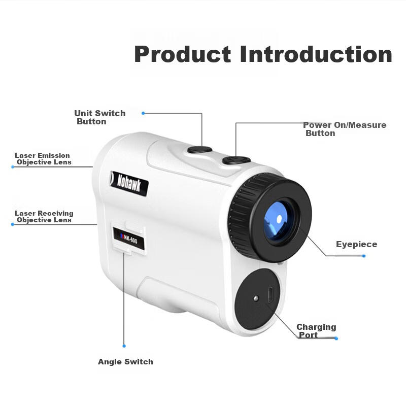 Nohawk Outdoor Golf Laser Rangefinder Telescope High Precision Home 1000Y Angle Switch + Flag Lock Vibration