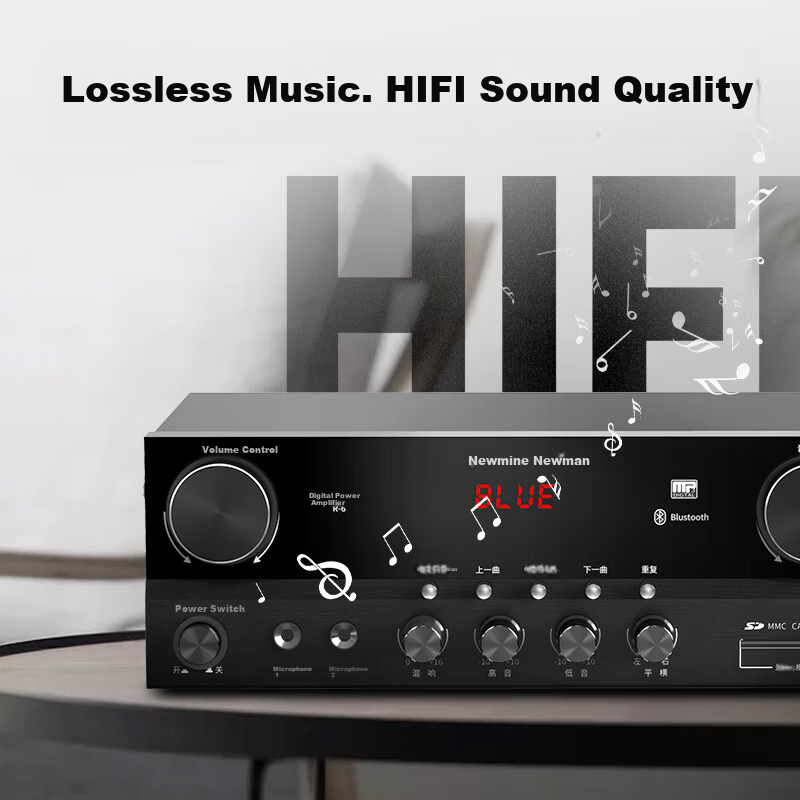 Newmine R-6 Constant Voltage and Constant Resistance Amplifier Public Address Ceiling Speaker Bluetooth Amplifier Black