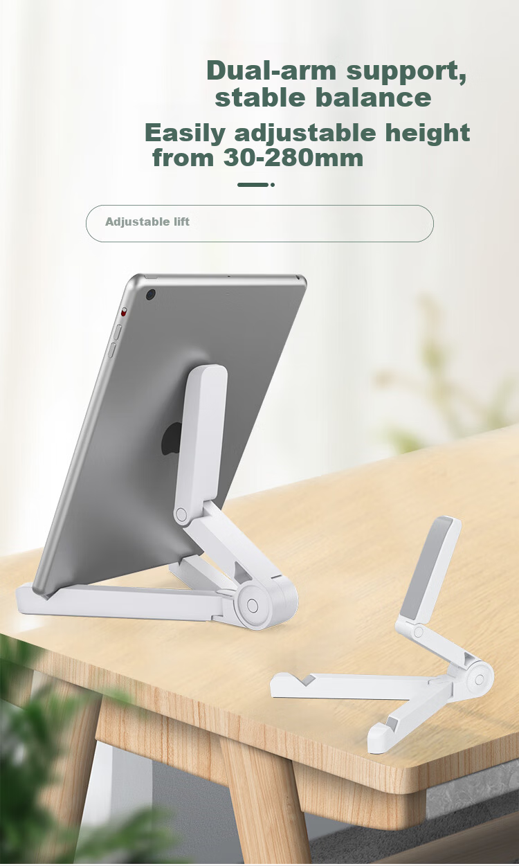 HAILE Mobile Phone and Tablet Stand Desktop Tablet Holder Foldable Bedside Lazy Stand AM-1 White 2