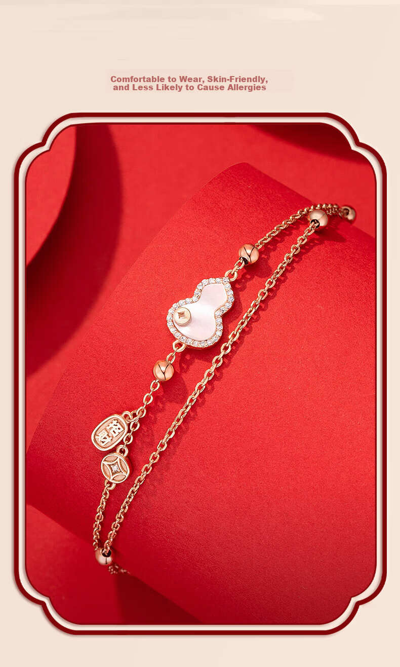 Grace Girl Diamond Fortune Gourd Bracelet Women Niche Chinese Style Light Luxury Jewelry Anniversary Birthday Gift for Girlfriend 2