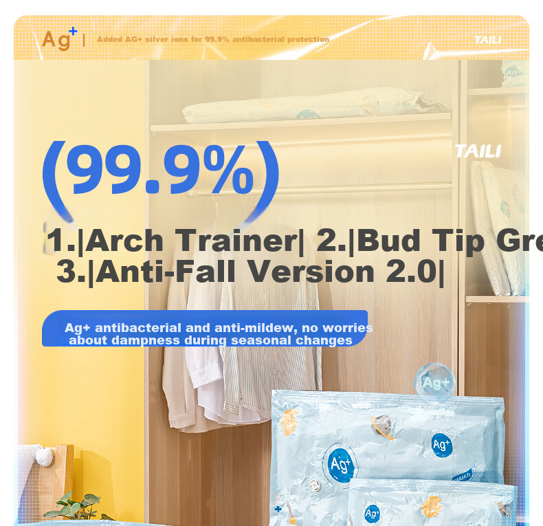Taili Antibacterial Vacuum Compression Storage Bags Large Capacity Clothes Packing Organizer Bags for Baby Clothes and Quilts, 5 Extra Large Size 3