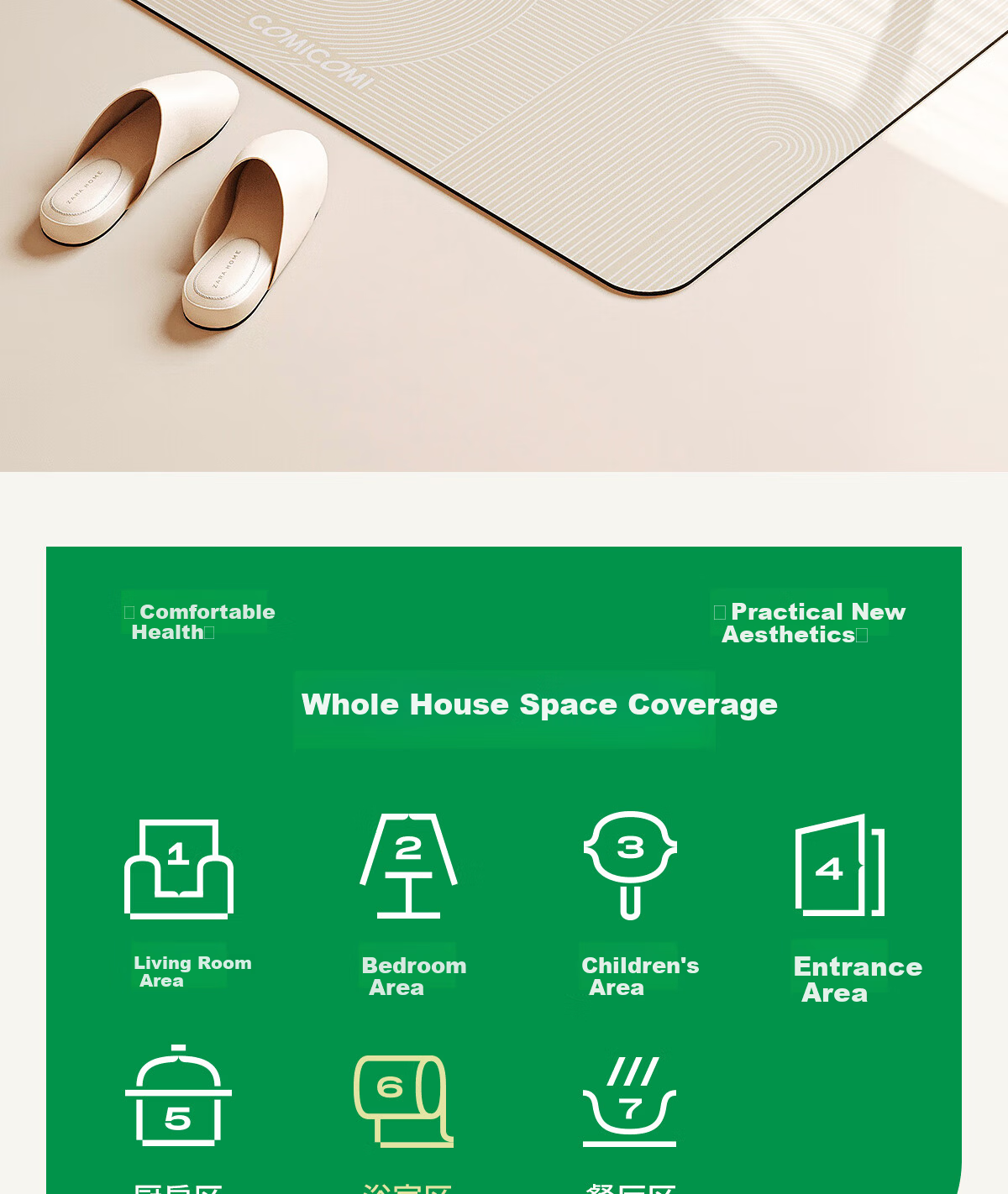 COMICOMI Sea Dune Whale Suction Bathroom Mat Water Absorbent Non-Slip Shower Bath Anti-Slip Mat 40*60cm 3