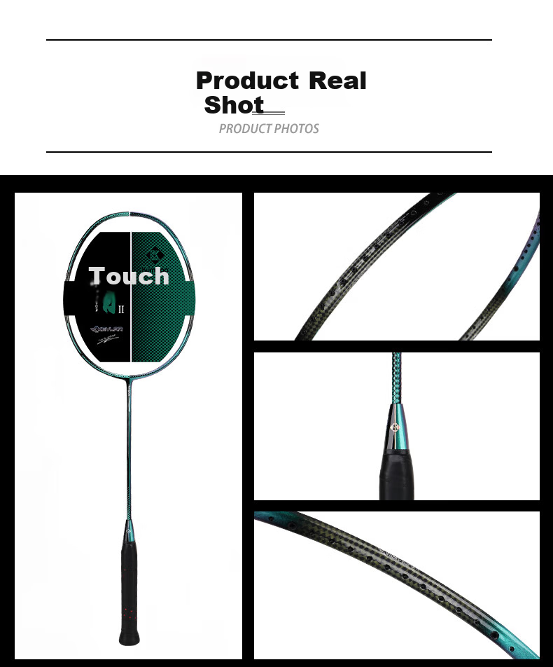 KUMPOO Badminton Racket, Full Carbon Ultra-Light Durable All-Round Model, Xunfeng Deep Forest, Midsummer Green And White String 14