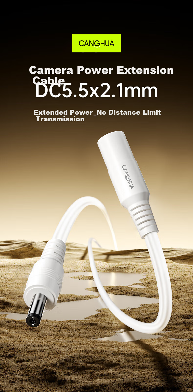 CangHua Xiaomi Outdoor Camera CW400/500/300 Power Extension Cable Huawei Ezviz C2C3C4C5C8 Surveillance DC5521 Male to Female 12V Router Charging Cable 5M 1