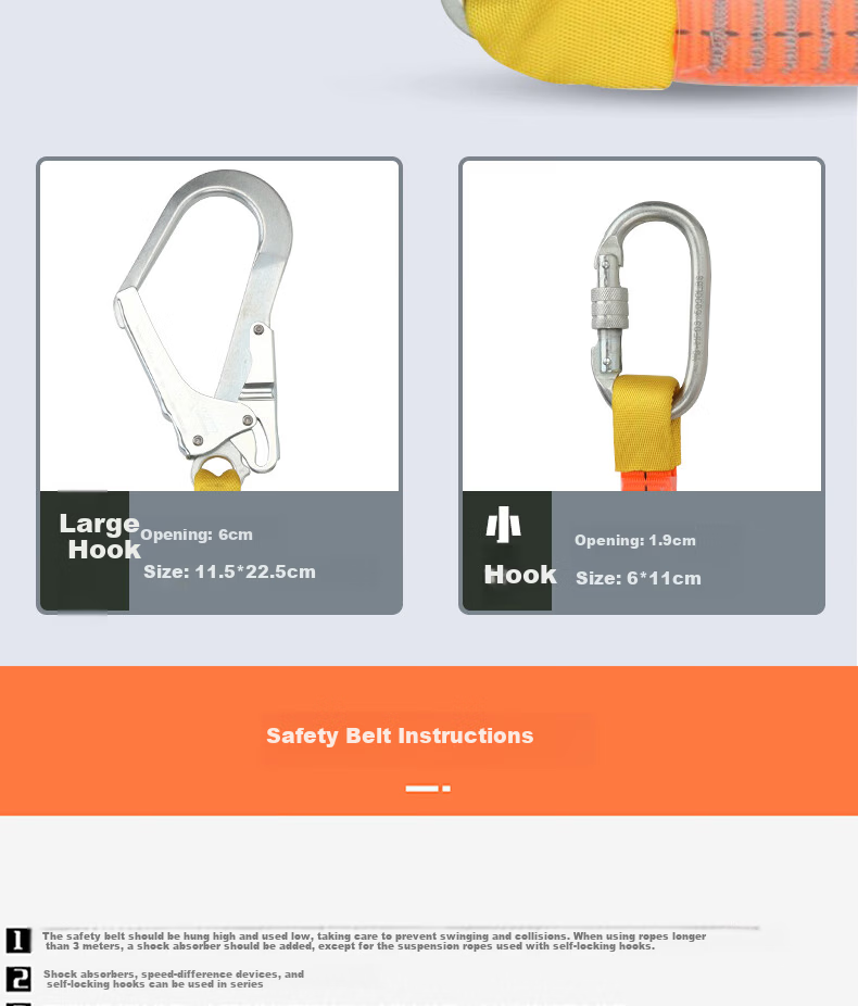 Locroyon Safety Belt Single Waist Electrician Construction Safety Rope Waist Belt High-Altitude Insurance Rope 16