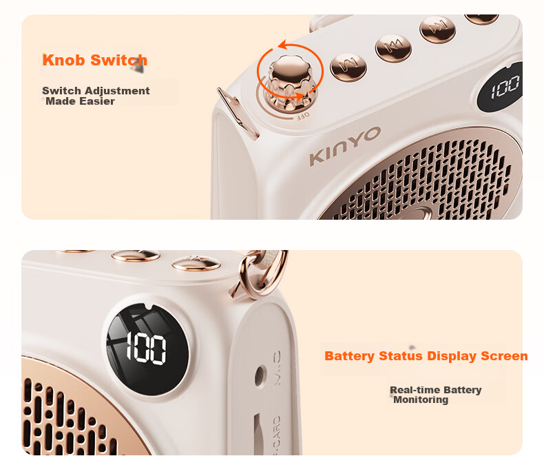 KINYO Loud Mini Speaker Wireless Clip-on Microphone Teacher Amplifier M15 30