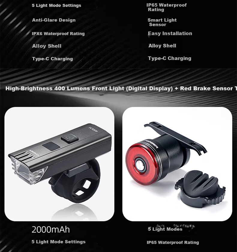Forever Bicycle Night Riding Front Light Mountain Bike Riding Headlight Road Bike Night Light Super Bright Strong Light Digital Display Model 18