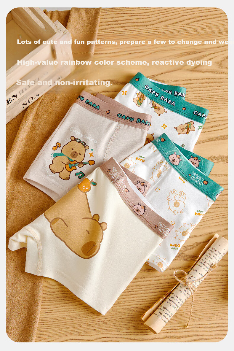 Mark Fairwhale Boys' Cotton Underwear, Class A, Developmental Stage, Youth, Ages 6-12, Pure Cotton Boxer Shorts 8