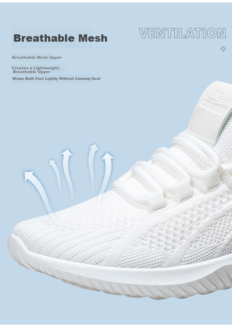 Warrior Women's Mesh Summer Comfortable Breathable Sports Shoes Casual Soft Sole Fashion Sneakers White Size 38 3