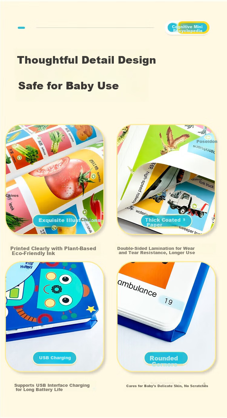 SHIGUANGXUE Storytelling Early Education Sound Book Children's Educational Toy Reading Pen Book Birthday Gift for Boys and Girls 12