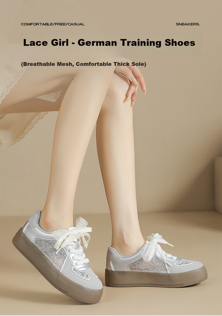 ZHR Women's Training Shoes 2026 New Summer Lace Mesh Breathable Platform Sneakers KS78E Beige Size 40 1
