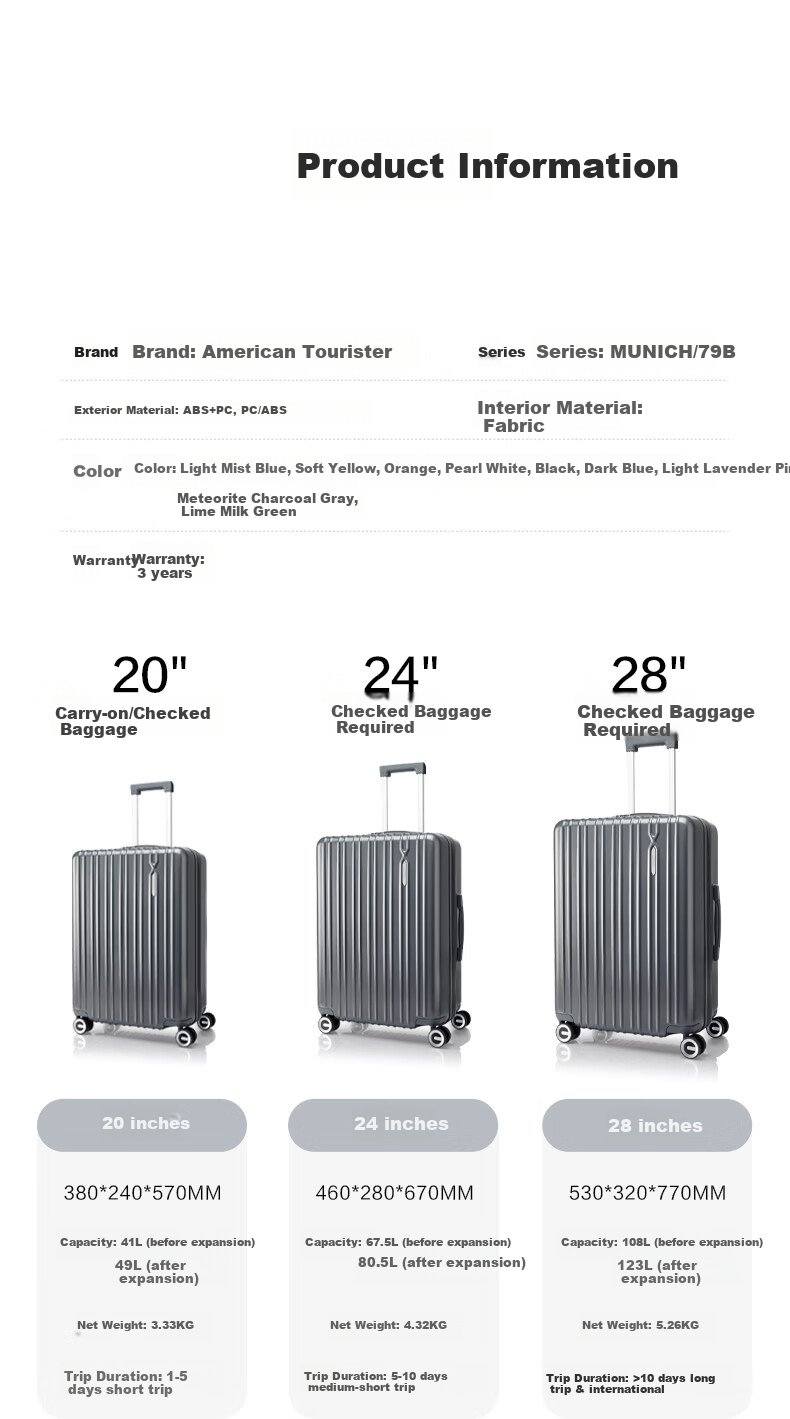Mei Travel 24-inch Expandable Luggage Suitcase with Trolley, Student Password Lock, Hu Xianxu Style 79B Lilac Pink 28