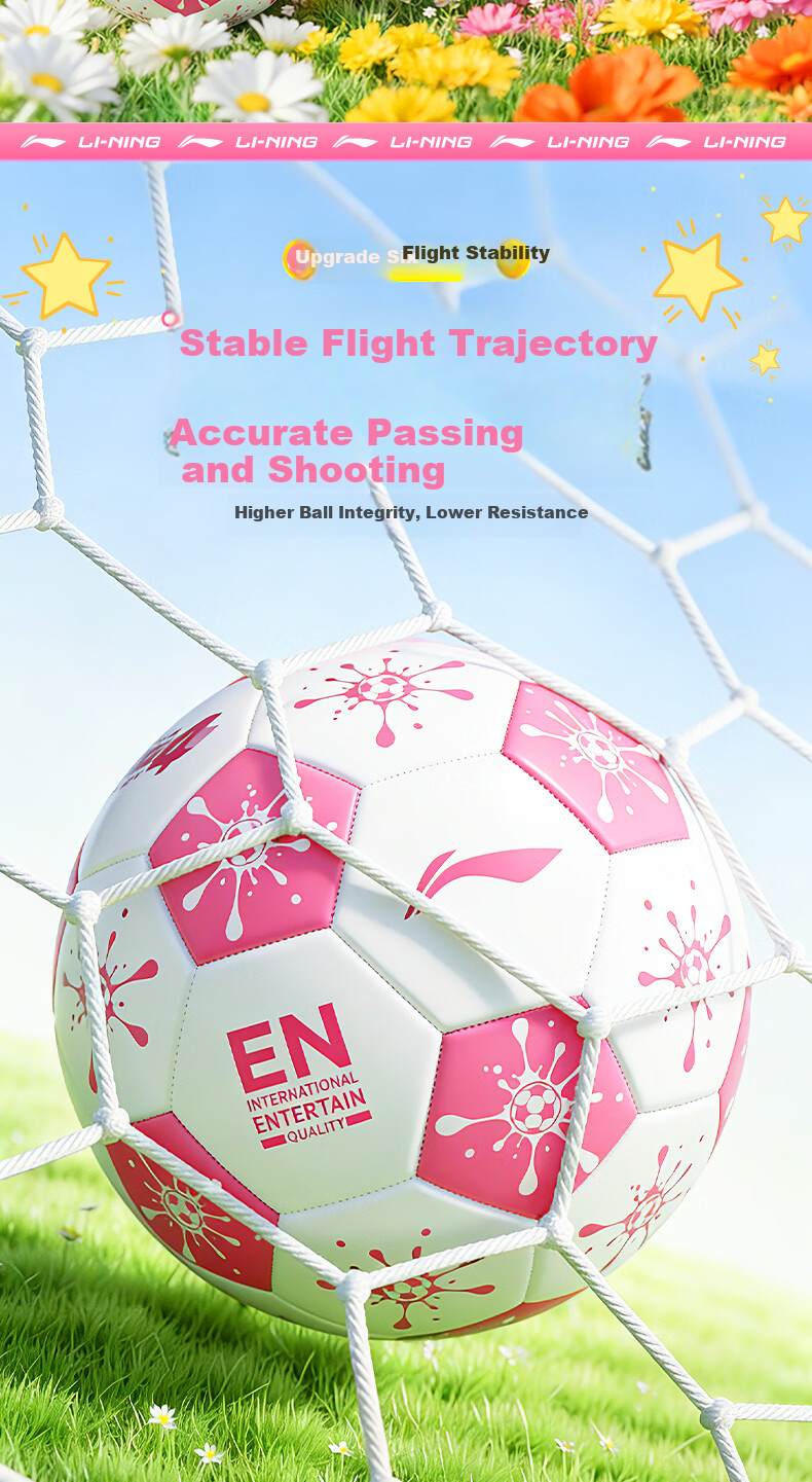 Li-Ning Size 4 Football for Children Girls Ages 3-6-12 Primary and Middle School Standard Match Training with Name Customization 10