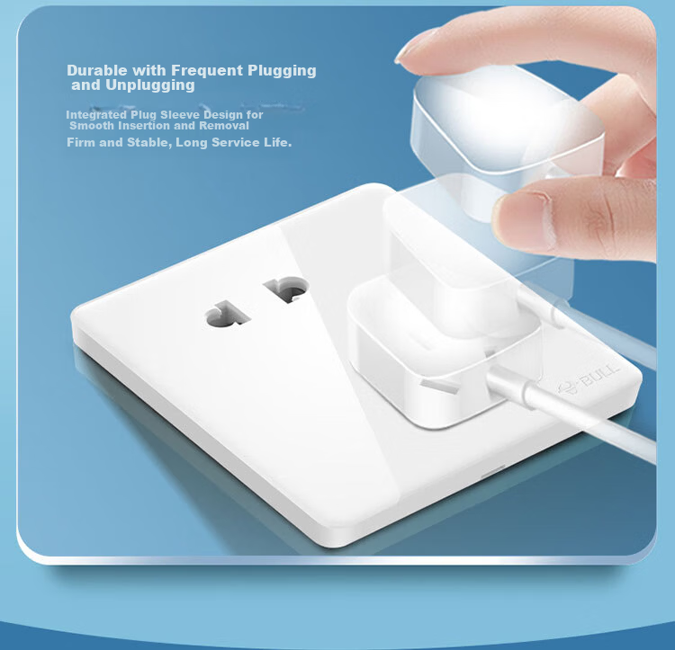 BULL Switch Socket G28 Series, 10A Slanted Five-Hole Socket, 86-Type Socket Panel, G28Z223AS, Pearl White 12