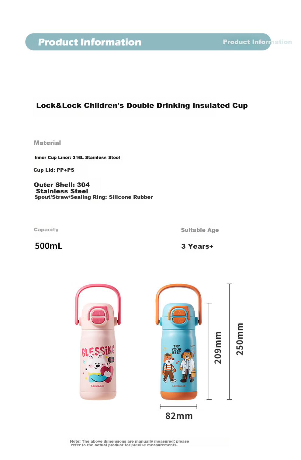 Lock&Lock Kids School Water Bottle Insulated Cup 500ml for Boys and Girls Ages 6-12 14