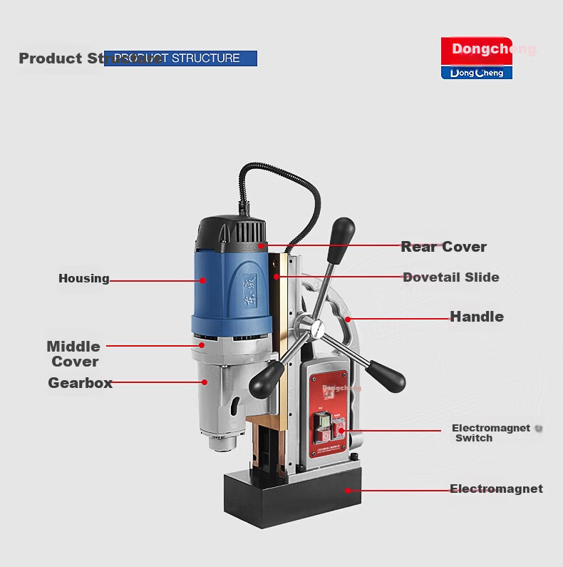 Dongcheng Multifunctional Magnetic Base Drill Strong Magnetic Power Industrial Grade Magnetic Drill J1C-FF-28 4