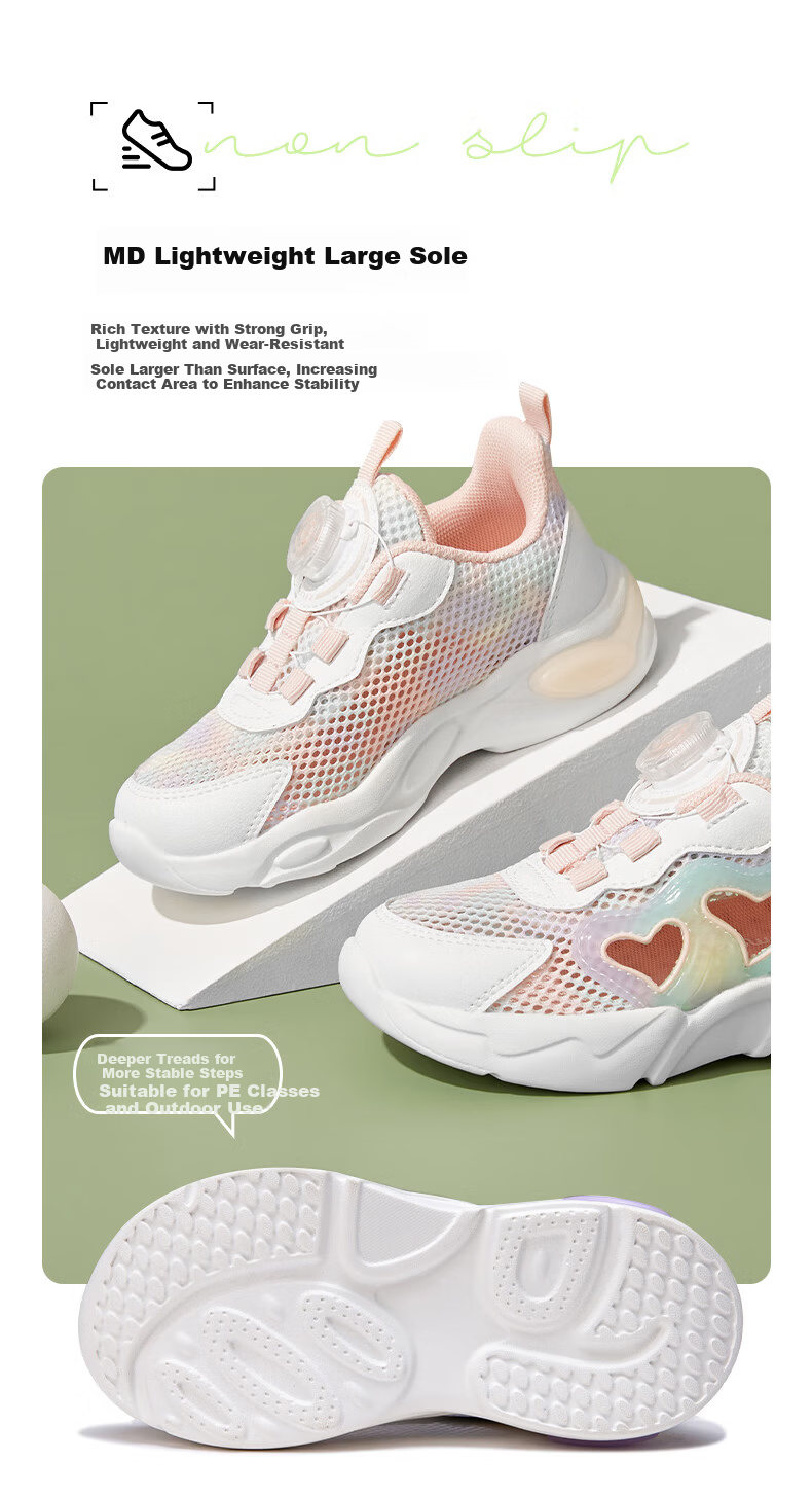Follow Me Girls' Sports Shoes, Spring And Summer Mesh Breathable Casual Shoes, Children's Running Shoes, Black, Size 31 2