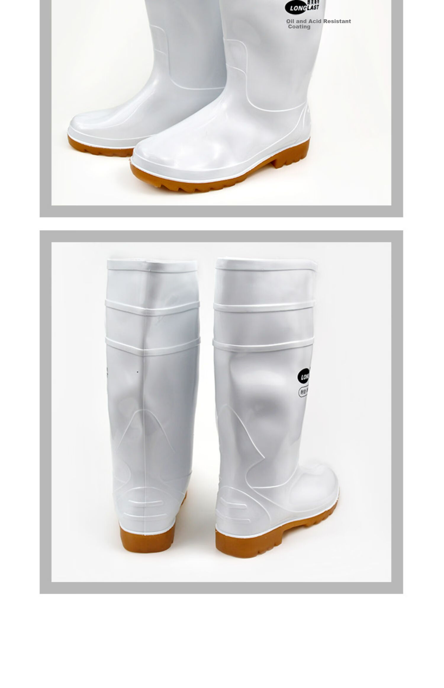 LONGLAST (LONG LAST) Extra White Oil-Resistant Boots, High-Top Non-Slip Waterproof Shoes Rain Boots, Acid And Alkali Resistant Chef Food Hygiene Boots for Men And Women, Size 42 21