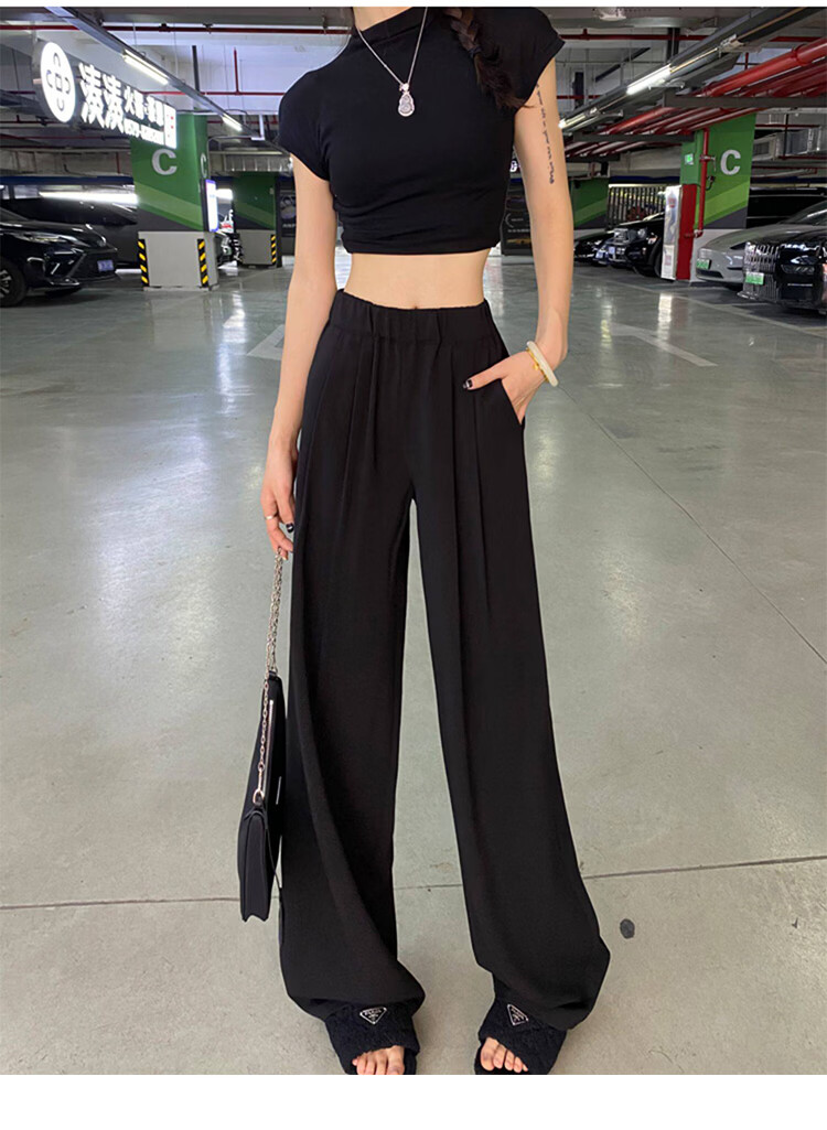 Free Style Khaki Wide-Leg Pants for Women Summer Lightweight Draped Loose Lazy Style New Chinese Linen Ice Silk Casual Yamamoto Pants 17