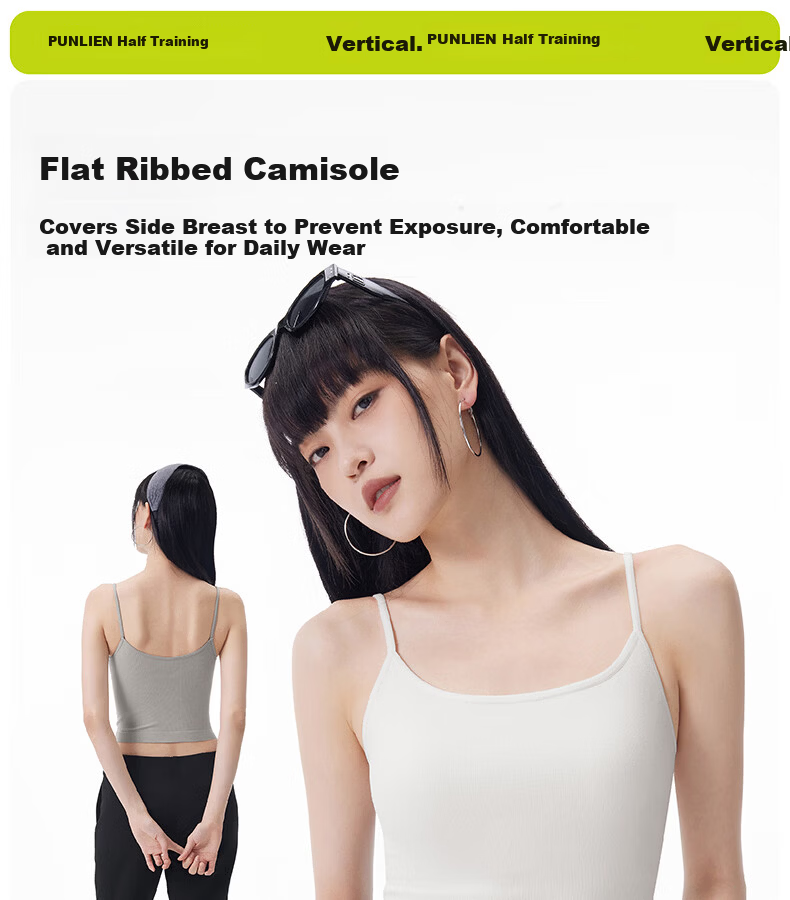 Half-Training Camisole with Chest Pad, Backless Bra, Integrated Inner Wear and Outer Wear, Cloudy Gray, Size S 1