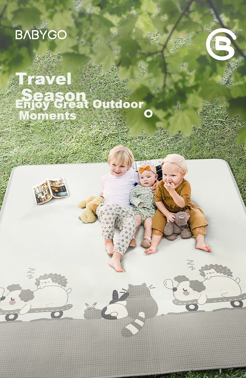 BG-BABYGO Outdoor Waterproof Moisture-Proof Mat Lawn Camping Mat Foldable Portable Insulated Children's Picnic Mat 180*120*0.5cm 1