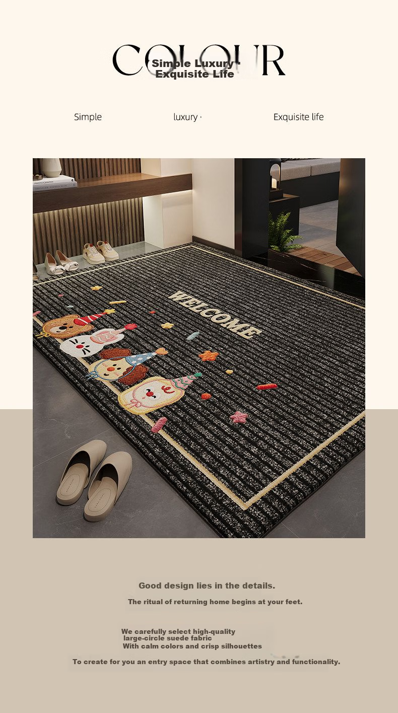 Bahainiao Cartoon Doormat for Horse Year, Cuttable, Dirt-Resistant, Entrance Hall Outdoor Foot Mat, Non-Slip, Mud-Scraping Door Mat 3