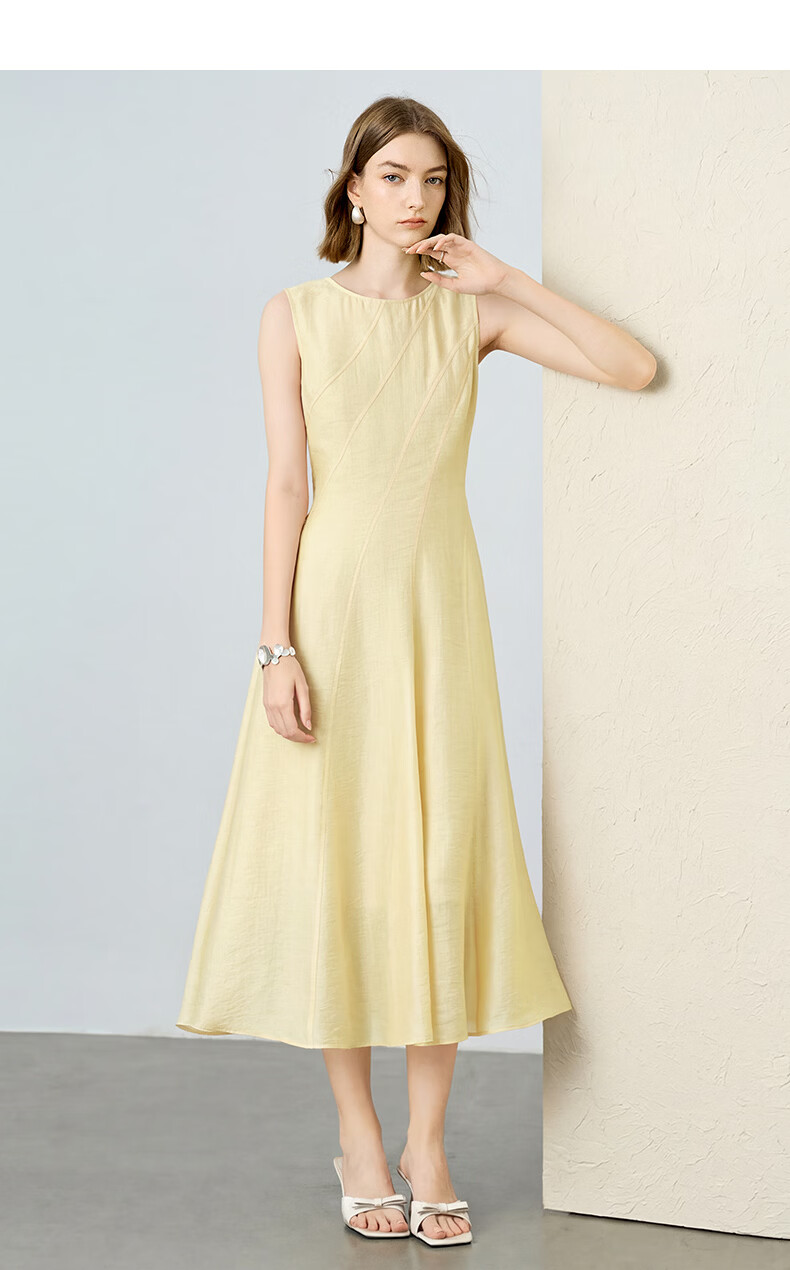 Yanyu Elegant Tencel Vest Dress for Women 2026 Summer Slim Waist Mature Long Dress Light Blue S 17