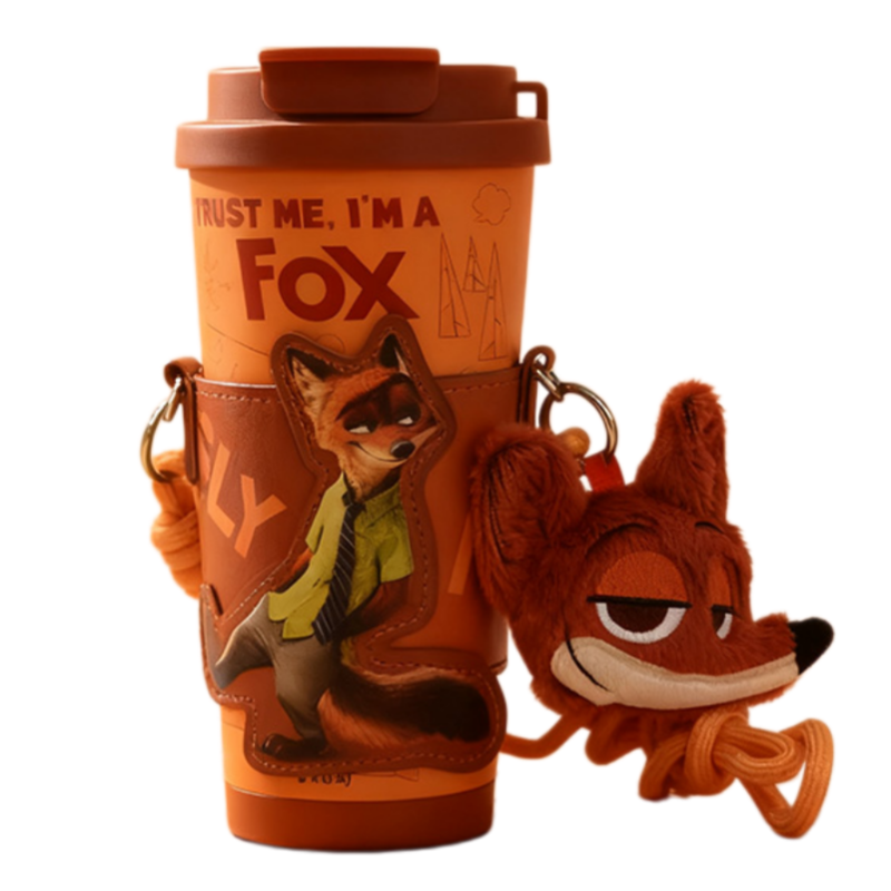 Disney Zootopia Large Capacity Insulated Water Bottle High-Quality Straw Cup Couples Cold Storage Gift