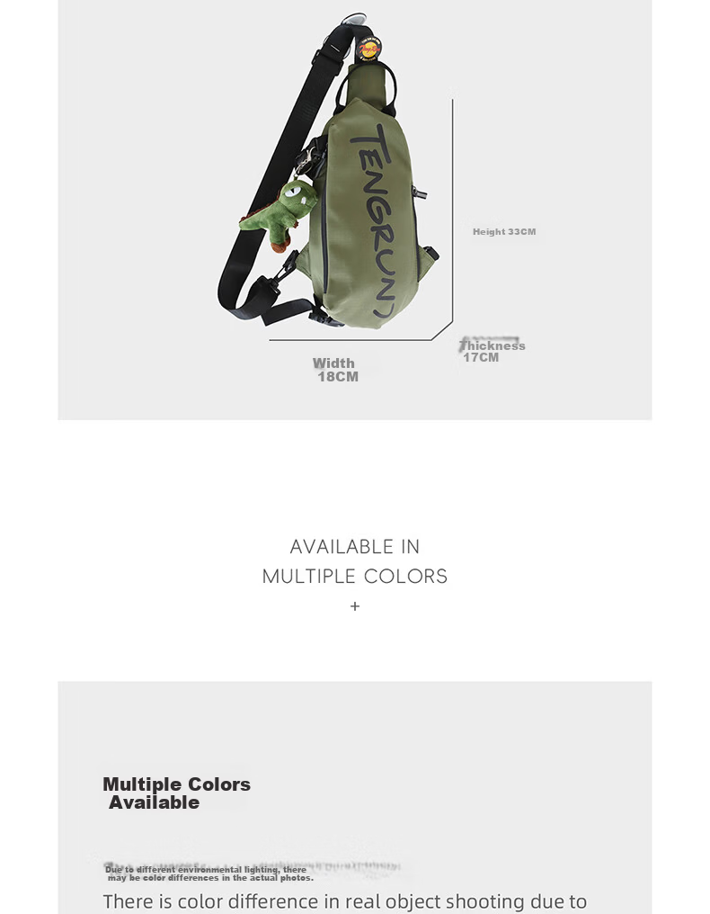 JINSHIWQ Men's Crossbody Bag Outdoor Sports Shoulder Bag Trendy Versatile Women's Small Backpack Simple Casual Large Capacity Waist Bag 3