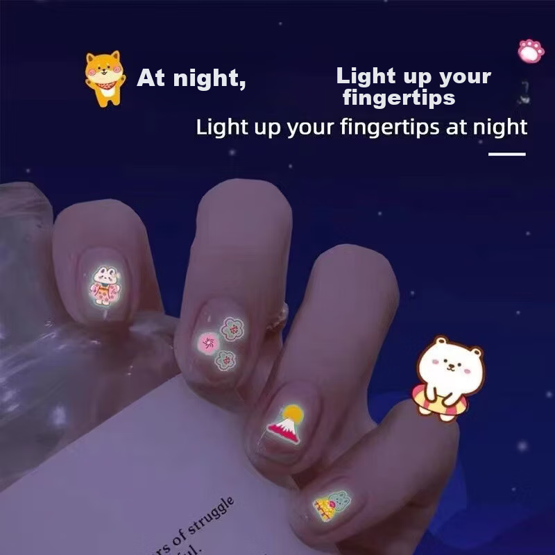 Mili Children's Night Glow Nail Stickers Non-Toxic Waterproof Girls Nail Art 3-6 Years Old Preschool Educational Toy 3