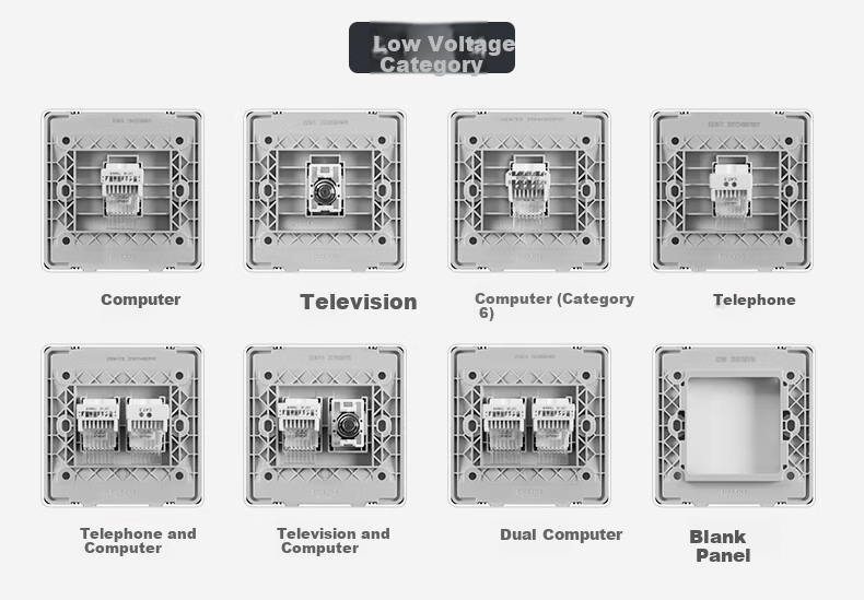 DELIXI CD815 Series 2-Gang 8-Core Network Computer Socket QSE862T8 Switch Socket Panel 27