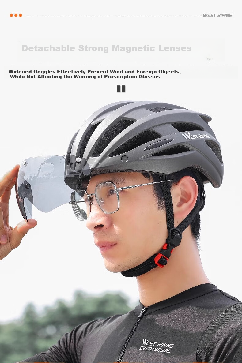 Xiqizhe Bicycle Riding Helmet with Integrated Goggles Mountain Road Bike Cycling Gear 6