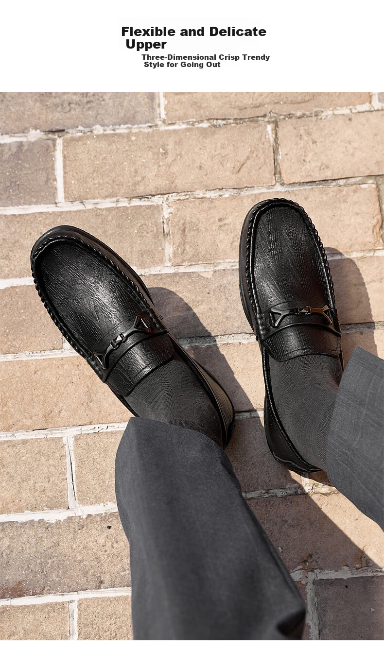 HLA Casual Leather Shoes for Men, Slip-On Soft-Soled Loafers HAAPXM1EAL058 Black Size 41 2