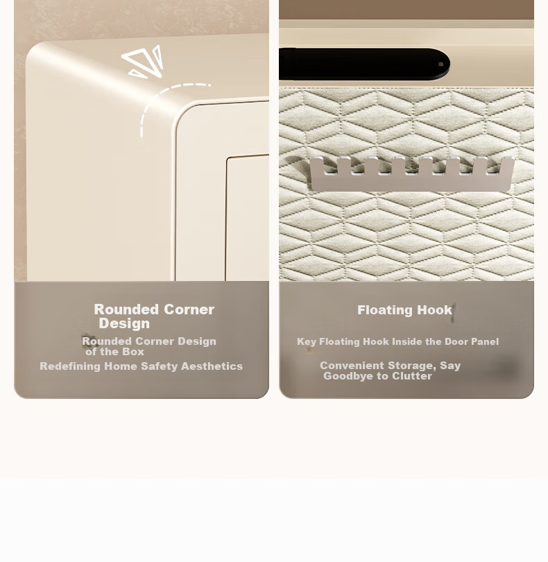 Deli Safe Deposit Box with Home Fingerprint Password Lock, Office Financial Security Box, Automatic Door Opening, Thickened Lock Bolt, 45cm Milk Coffee Color AE640-Z 7