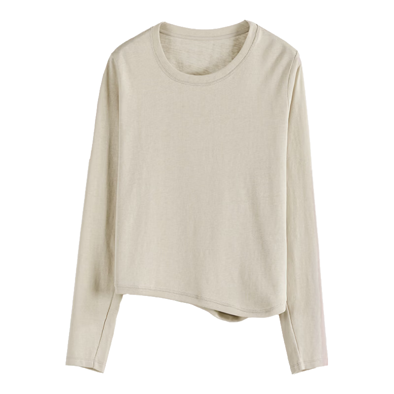 Rizhuo Rizhuoqu Snow Monster Long Sleeve T-Shirt 2026 New Spring Design Loose Slim Fit Solid Color Versatile Shoulder Top